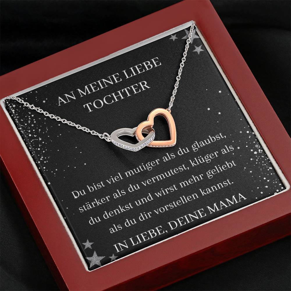 An Meine Tochter - Du Bist Viel Mutiger - Interlocking Hearts Necklace