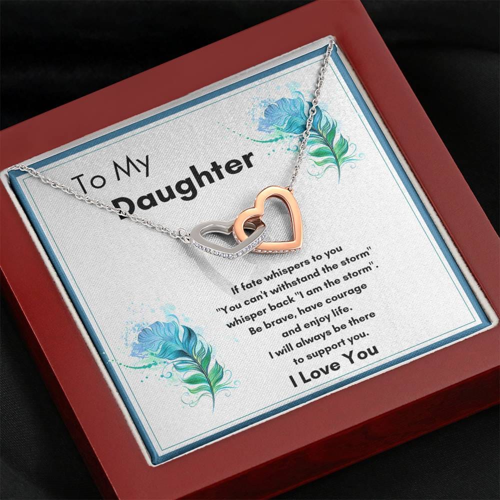 To My Daughter - If Fate Whispers To You - Interlocking Hearts Necklace
