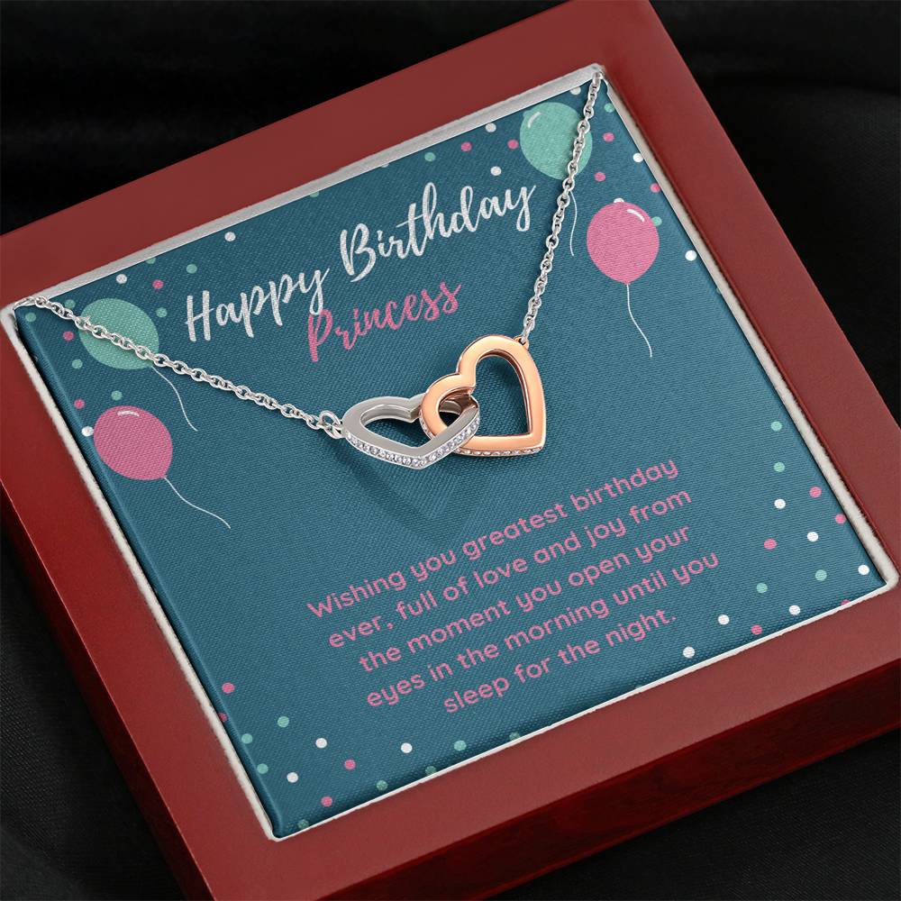 Happy Birthday Princess - Wishing You - Interlocking Hearts Necklace