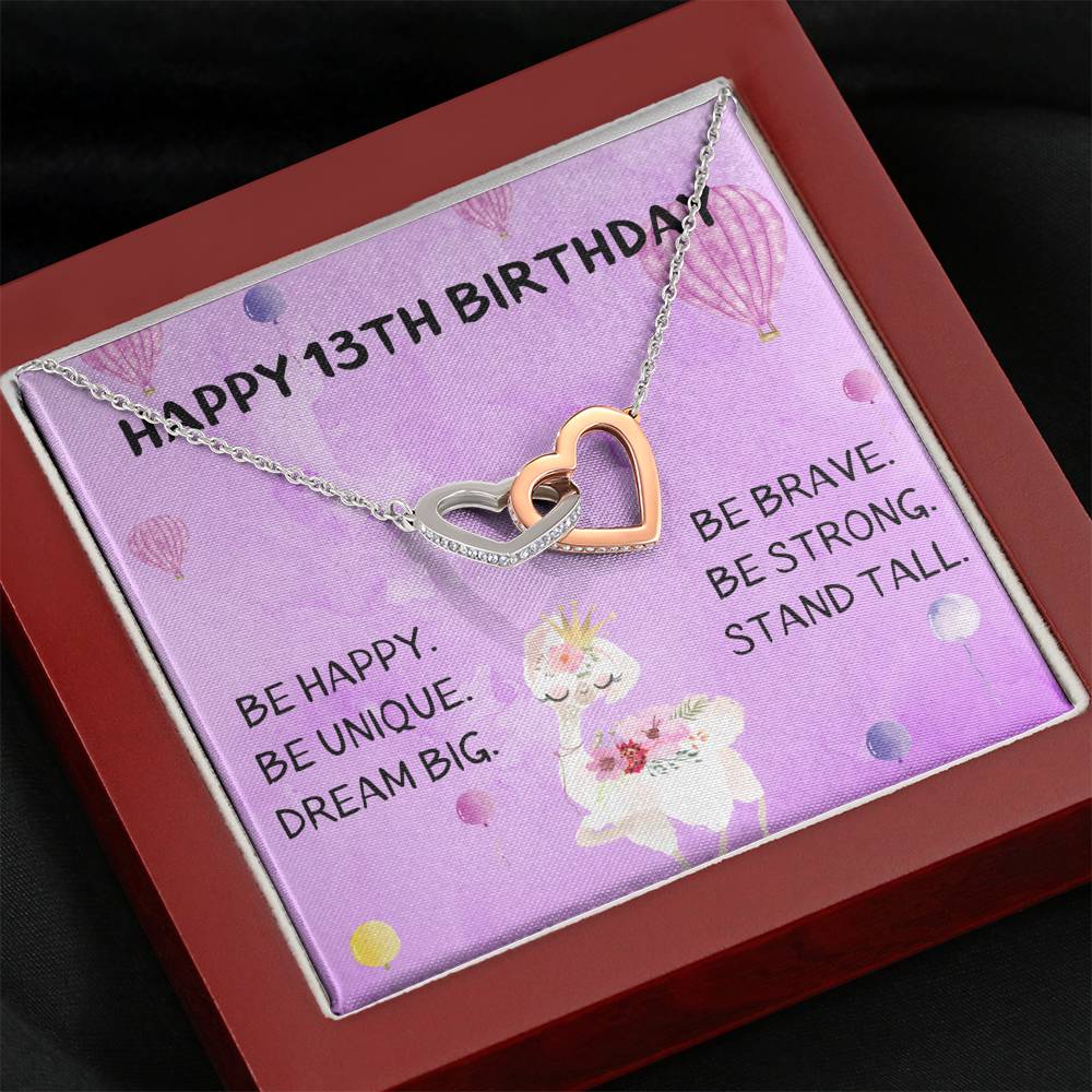 Happy 13th Birthday - Interlocking Hearts Necklace