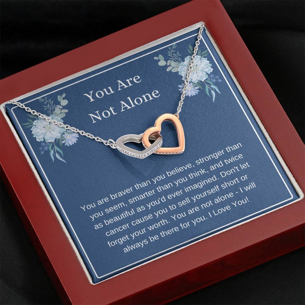 You Are Not Alone - Cancer Support Interlocking Hearts Necklace