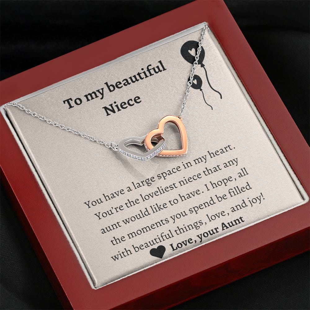 To My Beautiful Niece - Love And Joy - Interlocking Hearts Necklace
