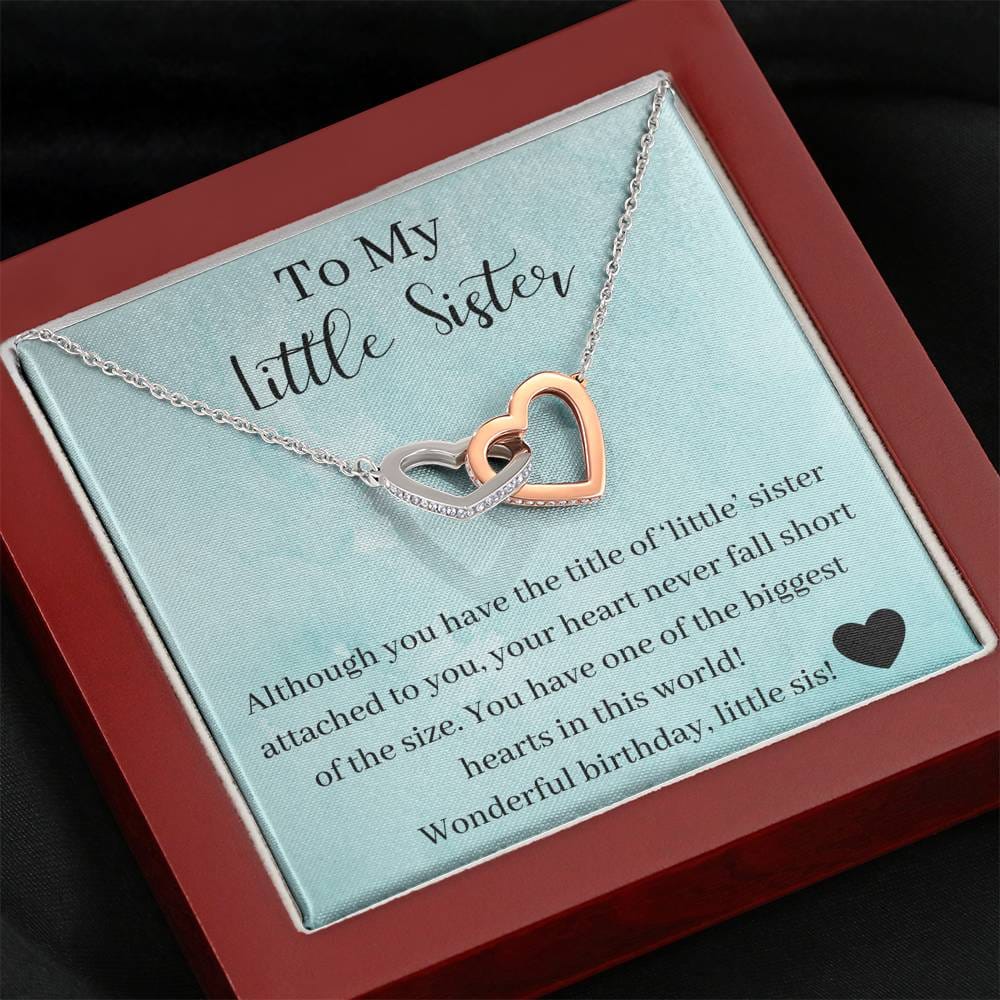 To My Little Sister - Wonderful Birthday -Interlocking Heart Necklace