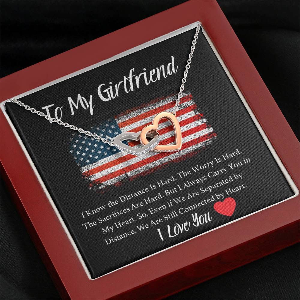 To My Girlfriend - I Know The Distance Is Hard - Interlocking Hearts Necklace