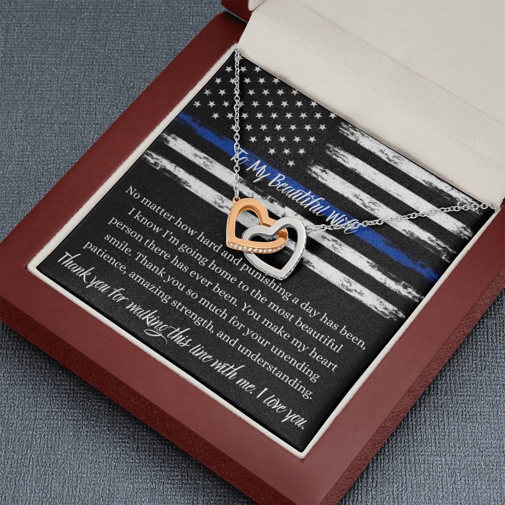 To My Beautiful Police Wife - Interlocking Hearts Necklace