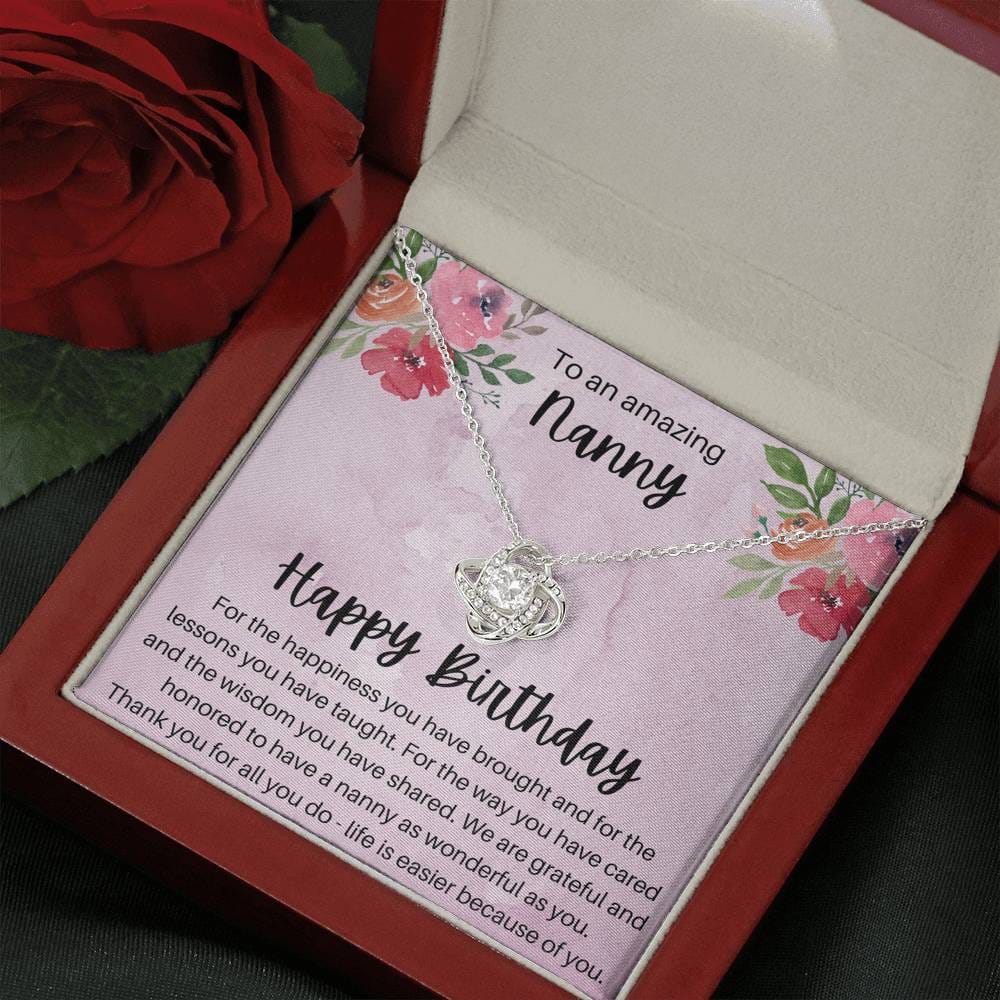 To An Amazing Nanny - Happy Birthday - Love Knot Necklace