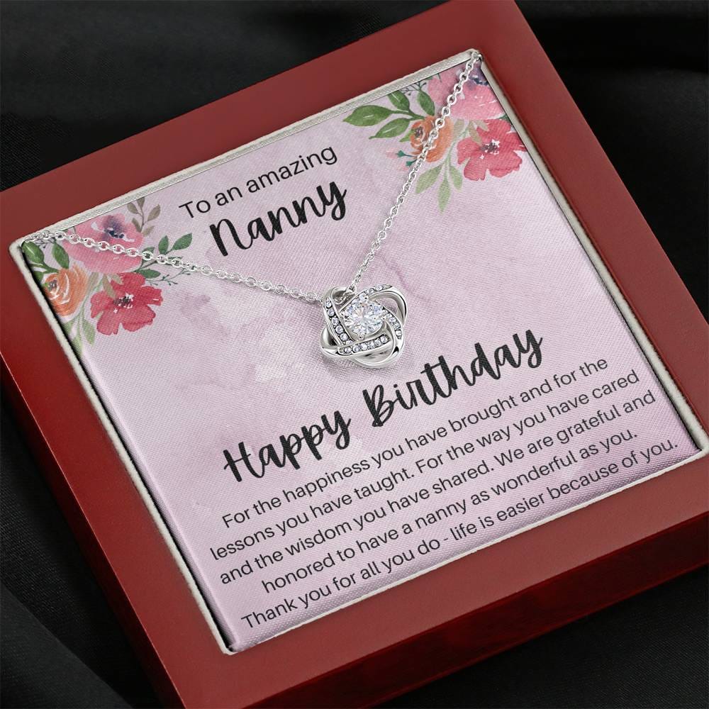 To An Amazing Nanny - Happy Birthday - Love Knot Necklace