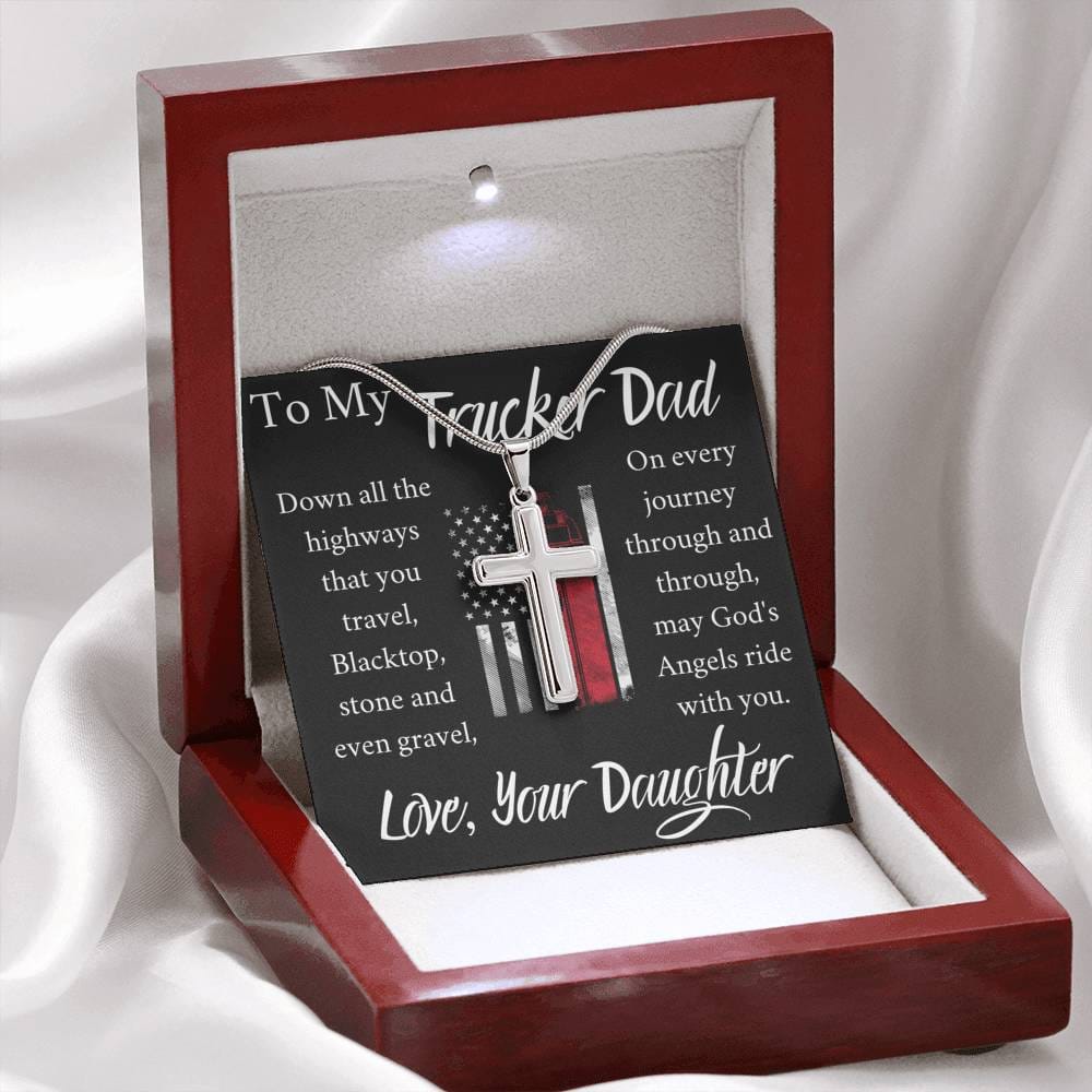 To My Trucker Dad - From Daughter - Cross Necklace