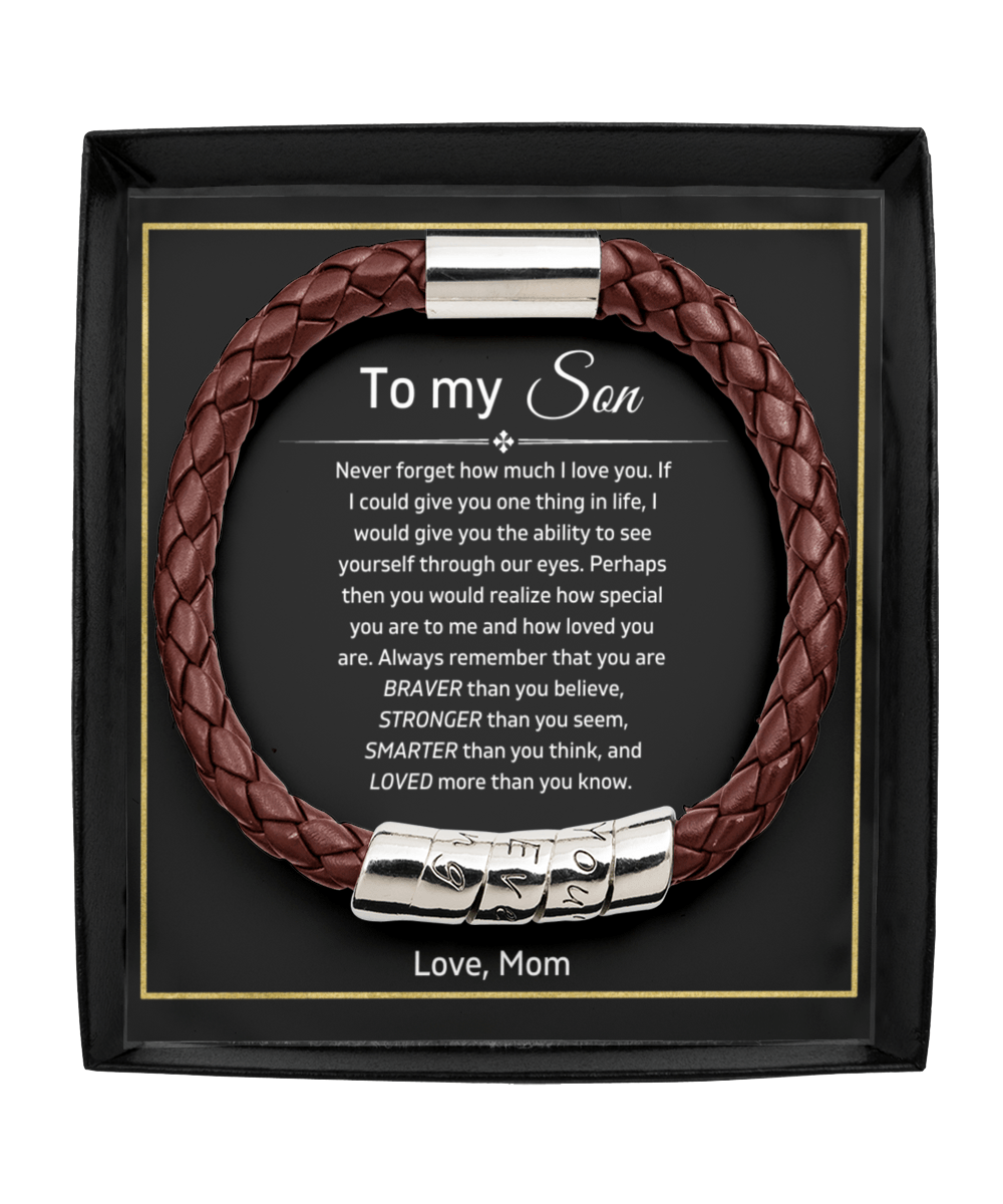 To My Son - Always Remember - Vegan Leather Bracelet