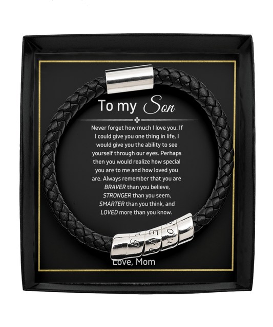 To My Son - Always Remember - Vegan Leather Bracelet
