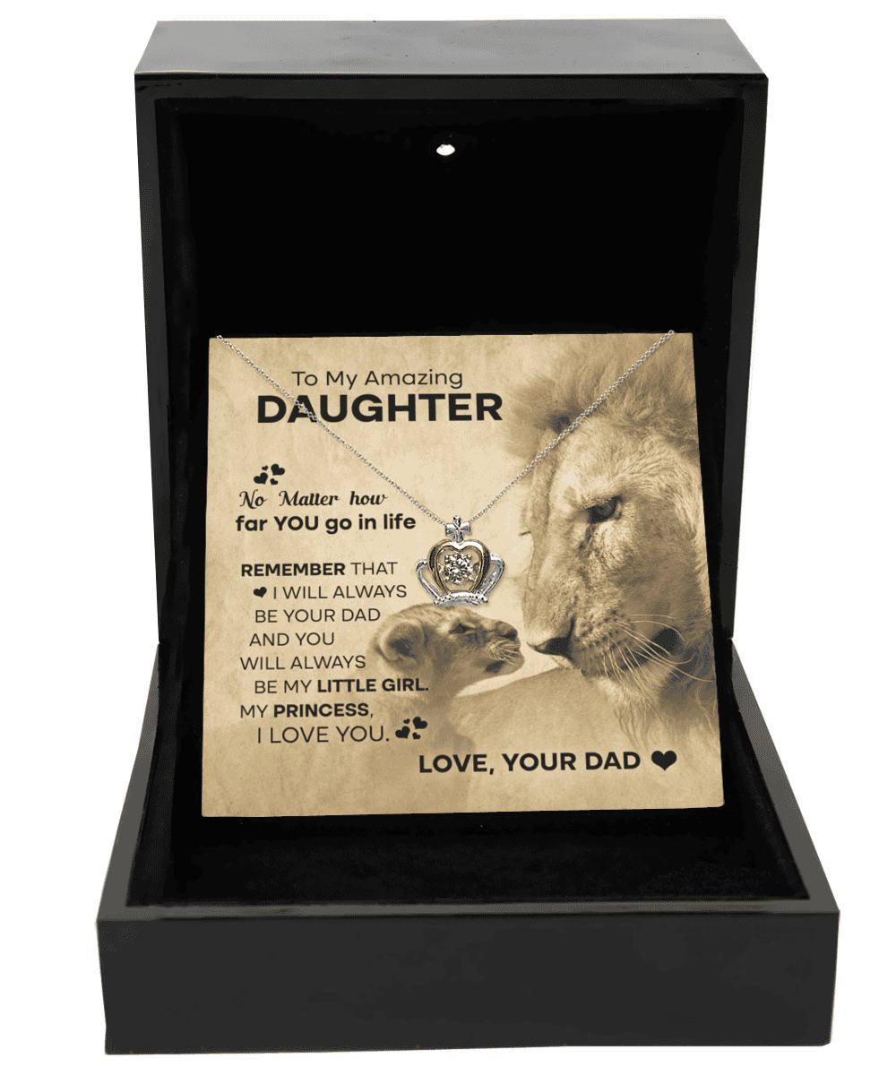 To My Amazing Daughter - No Matter How Far - Crown Pendant Necklace