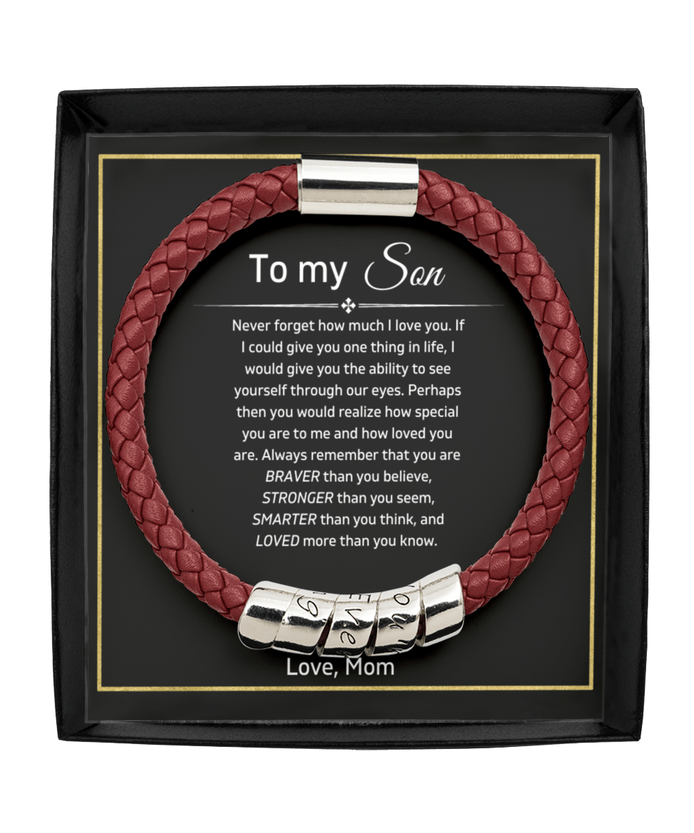 To My Son - Always Remember - Vegan Leather Bracelet