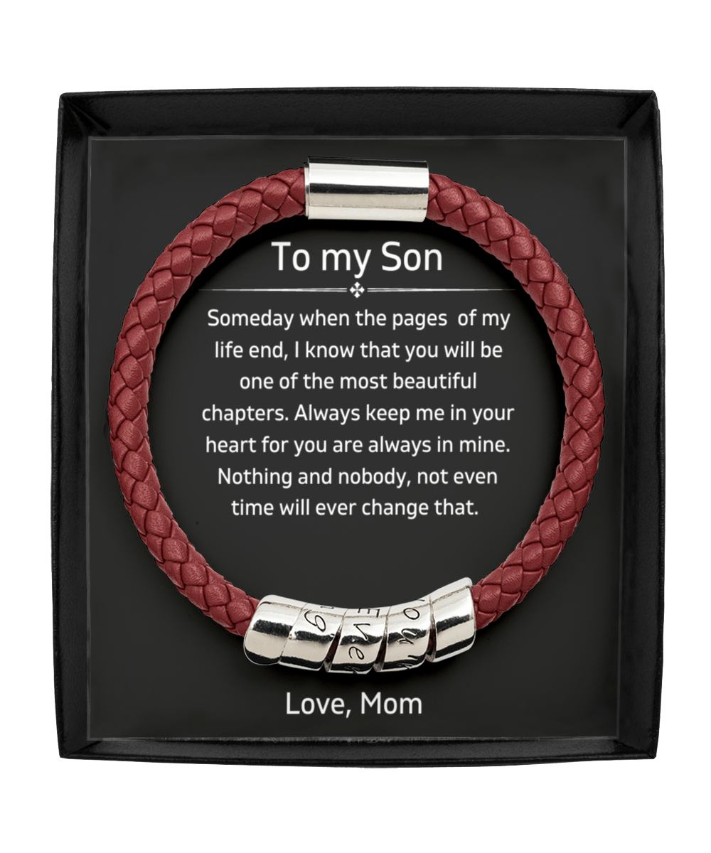 To My Son - Always Keep Me In Your Heart - Vegan Leather Bracelet