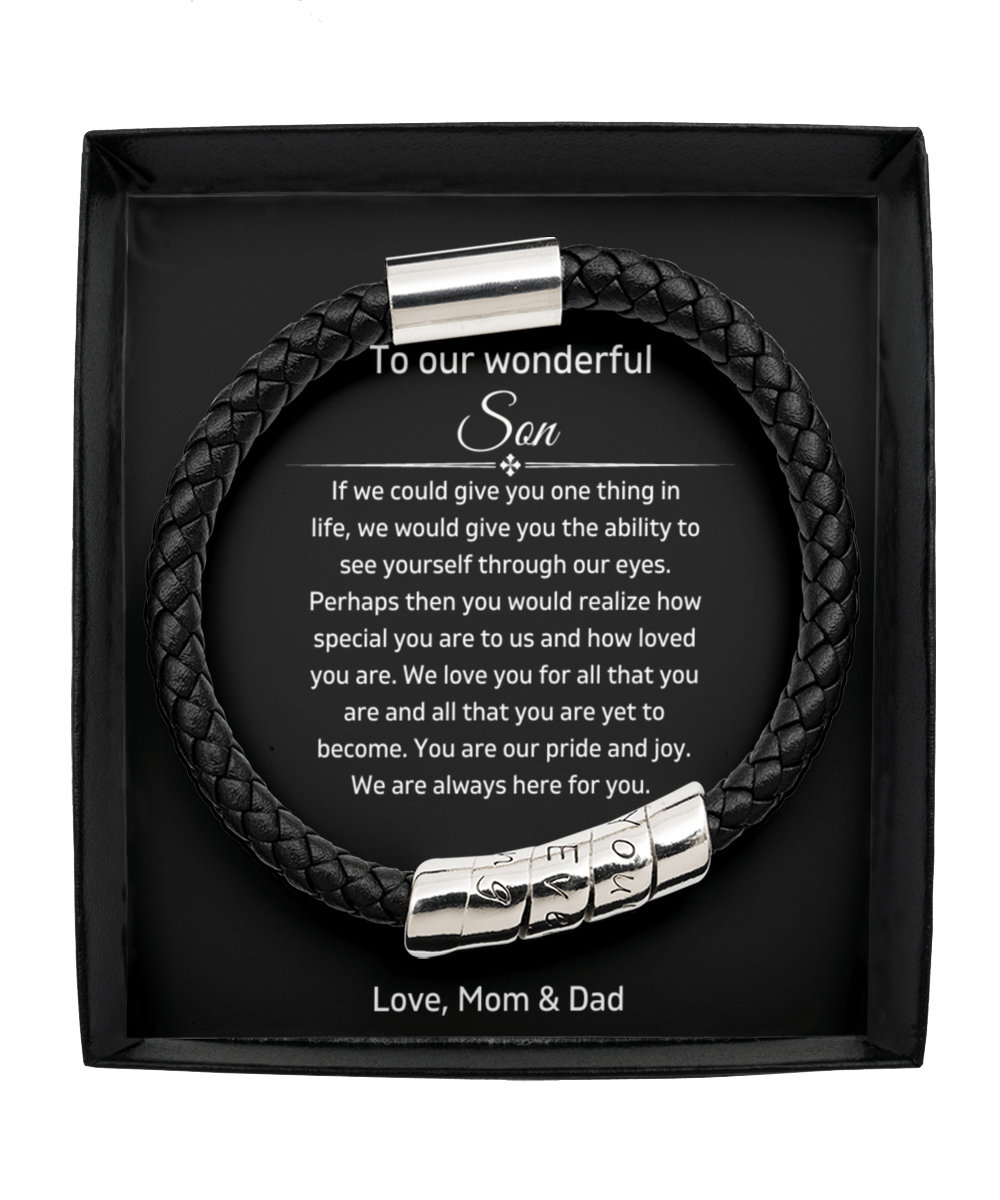 To Our Wonderful Son - You Are Our Pride And Joy - Vegan Leather Bracelet