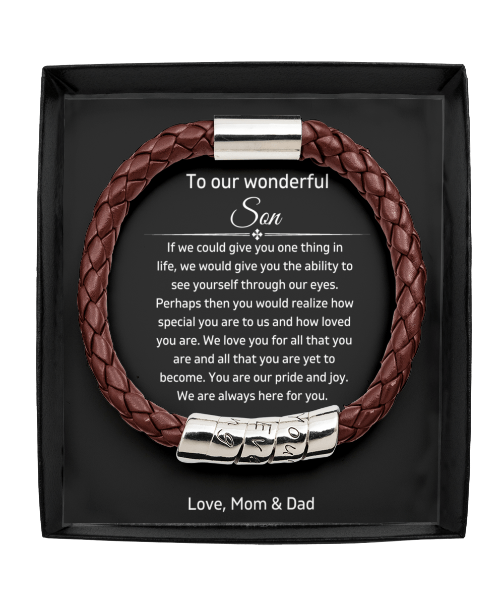 To Our Wonderful Son - You Are Our Pride And Joy - Vegan Leather Bracelet