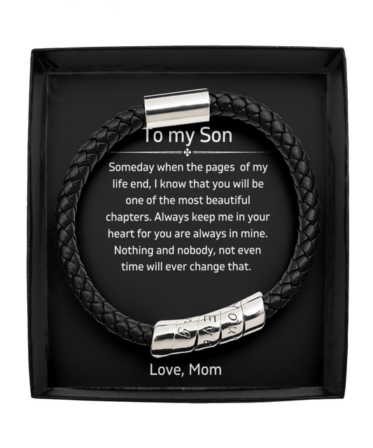 To My Son - Always Keep Me In Your Heart - Vegan Leather Bracelet