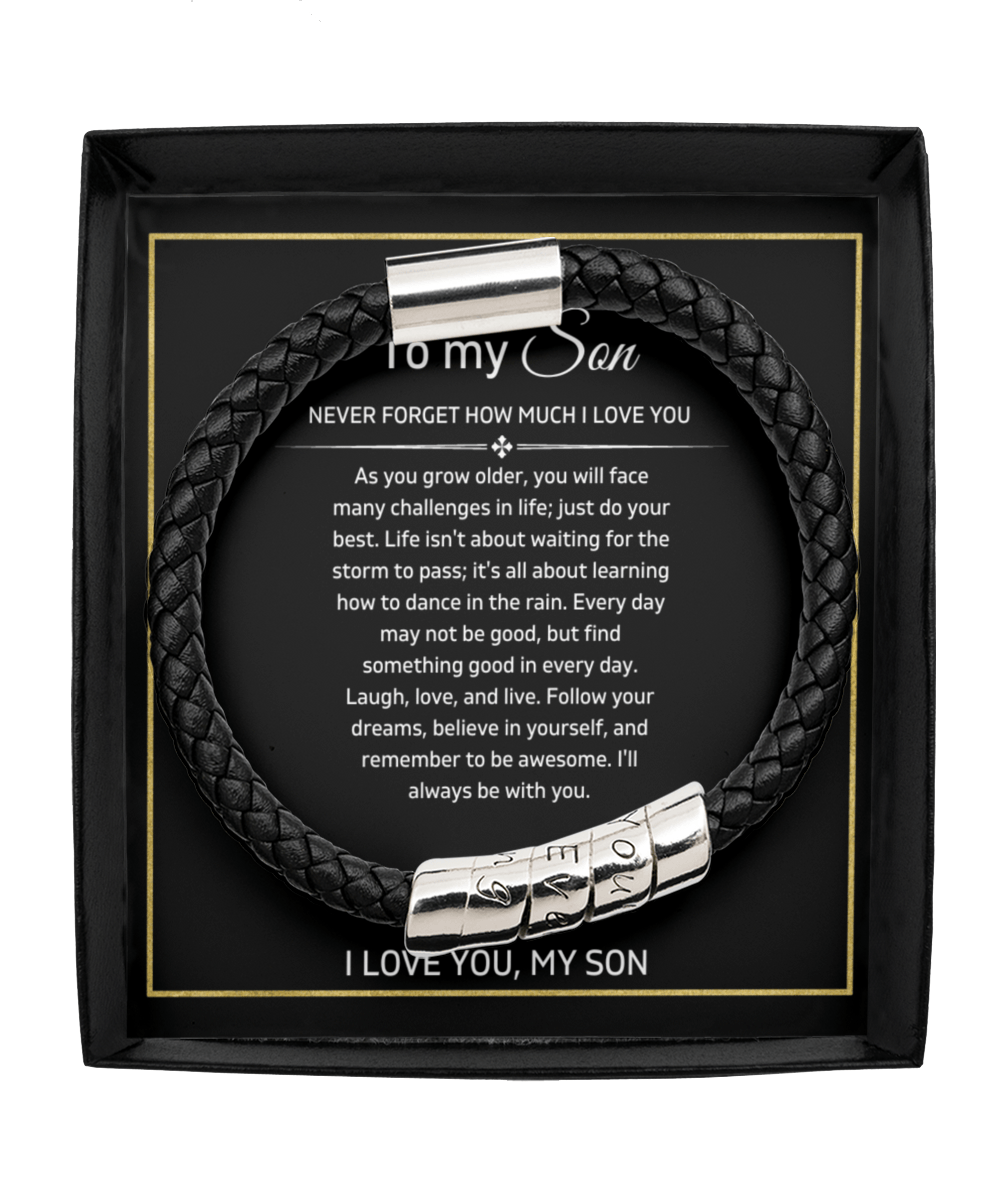 To My Son - Never Forget - Vegan Leather Bracelet