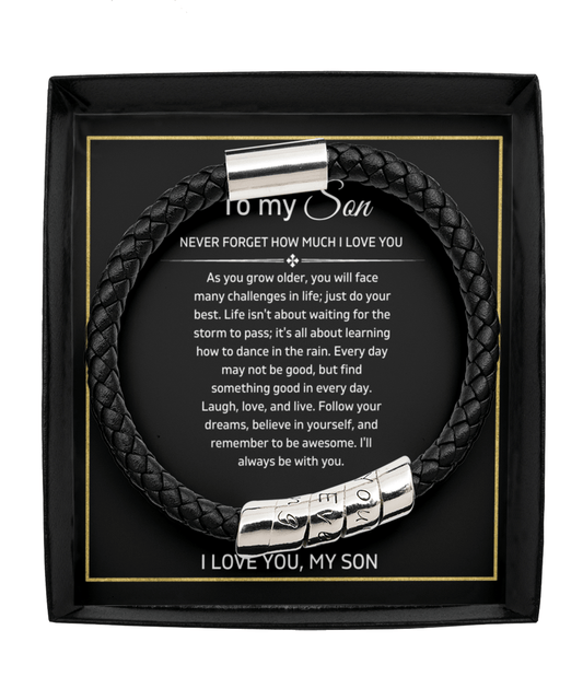 To My Son - Never Forget - Vegan Leather Bracelet