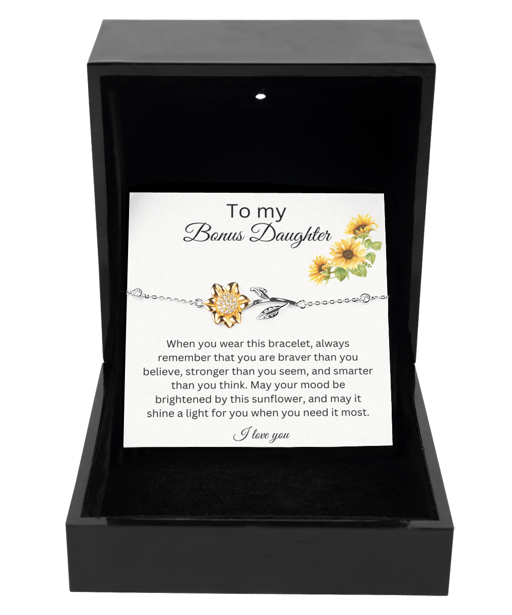 To My Bonus Daughter Shine A Light Sunflower Bracelet Our