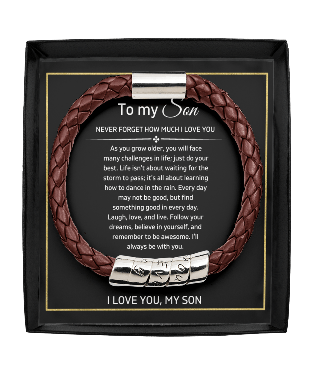 To My Son - Never Forget - Vegan Leather Bracelet