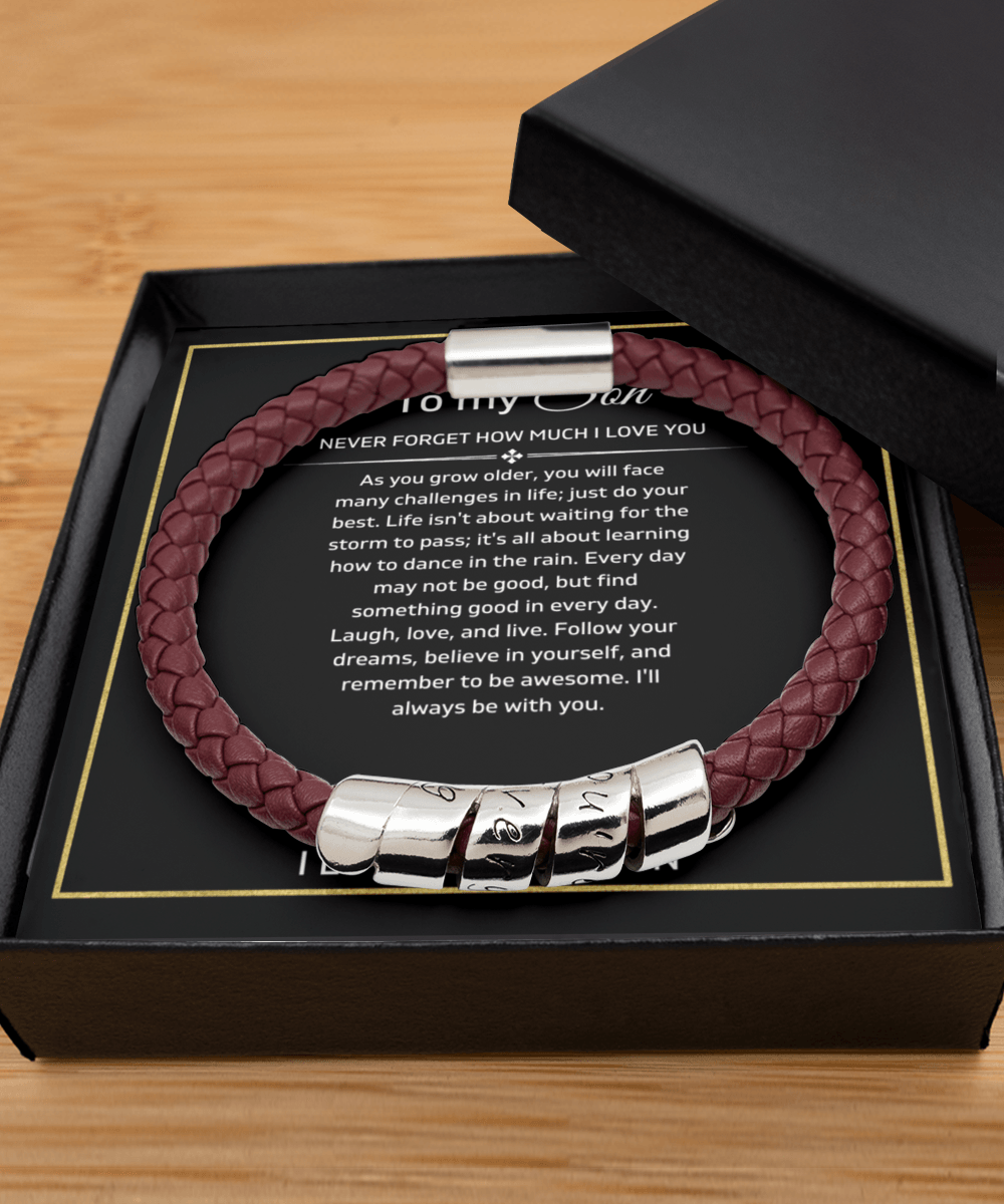 To My Son - Never Forget - Vegan Leather Bracelet