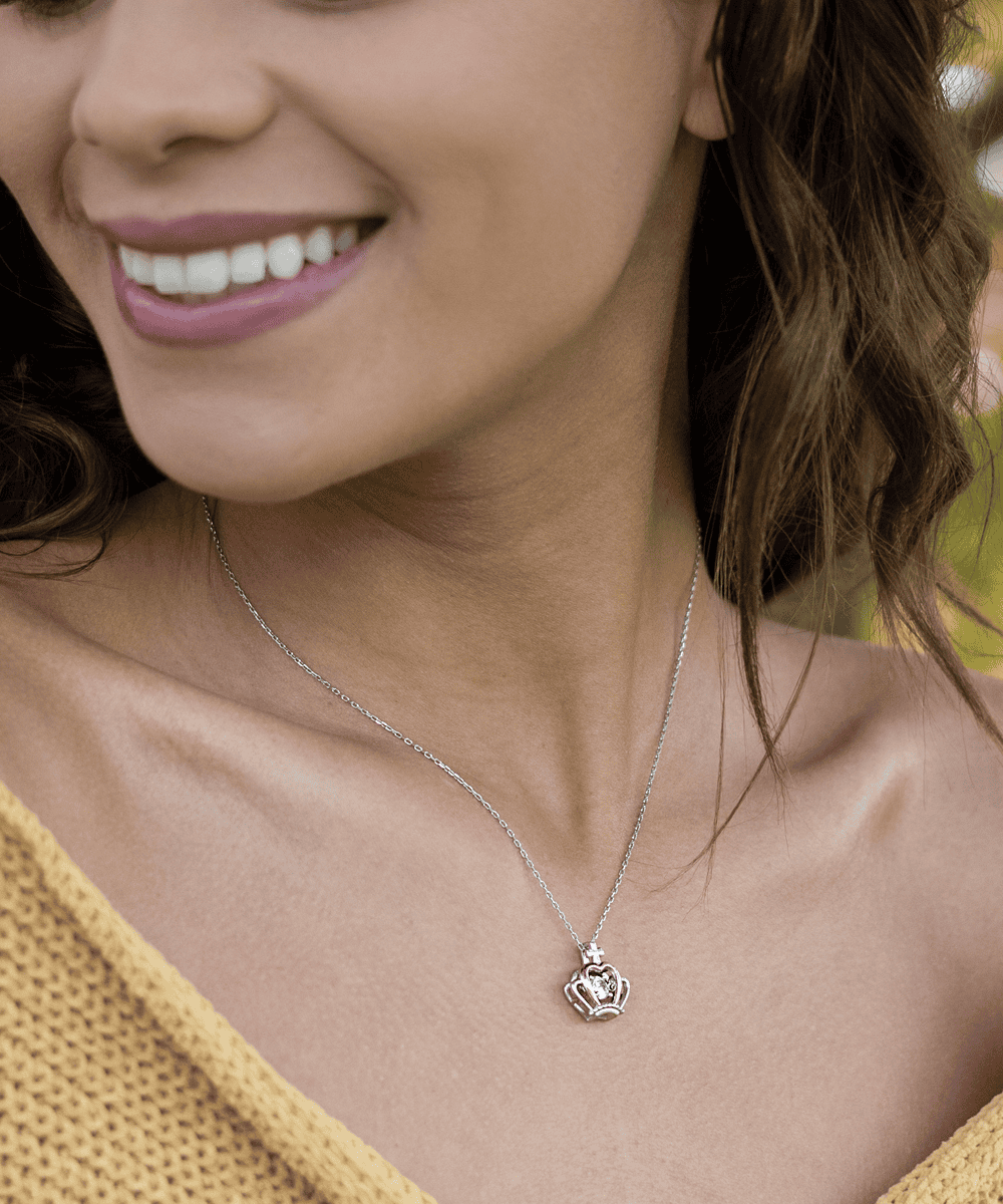 To My Amazing Daughter - No Matter How Far - Crown Pendant Necklace