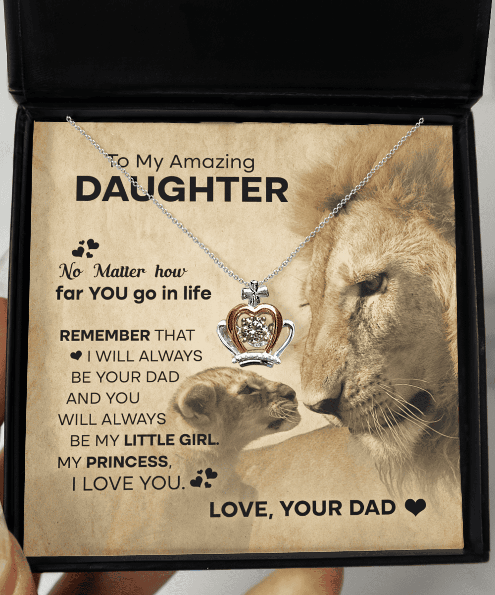 To My Amazing Daughter - No Matter How Far - Crown Pendant Necklace
